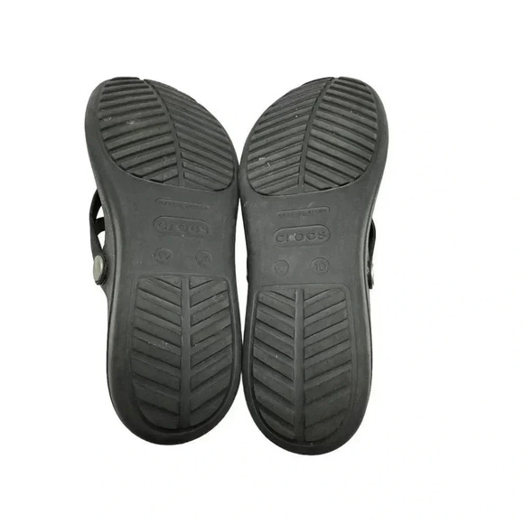 Crocs Women's size 10 Sanrah Metallic o-ring Wedge Flip black &silver - Picture 7 of 8